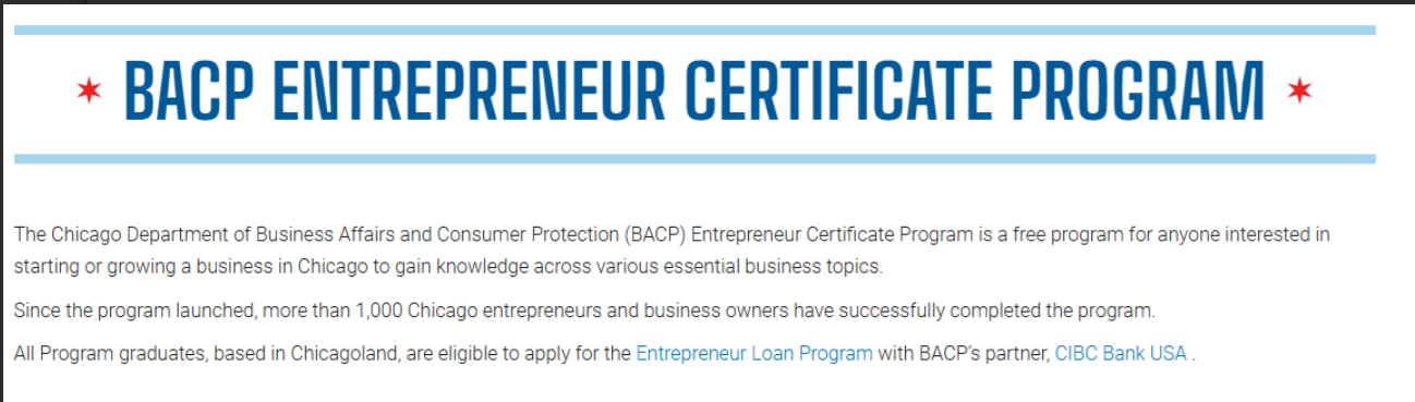 Free Business Training: The BACP Entrepreneur Certificate Program